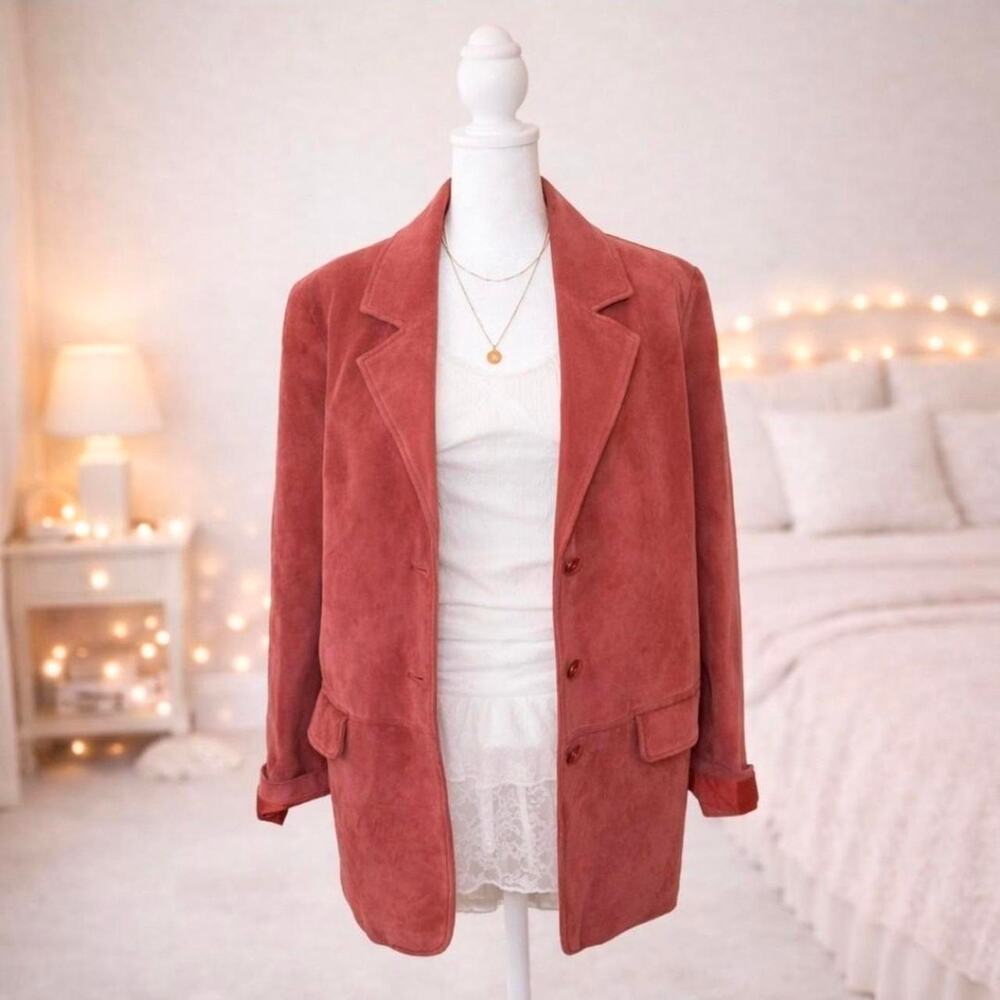 Red faux leather jacket real
